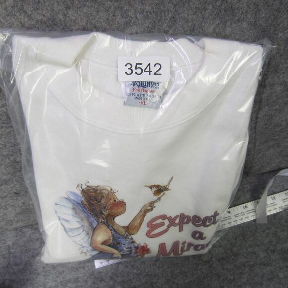 Vintage Expect A Miracle Sweatshirt Womens XL Angel Carolyn Shores Wright 90s - Picture 9 of 9